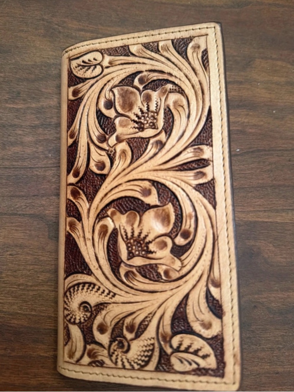 Bar H Equine Tooled Leather Wallet /Checkbook